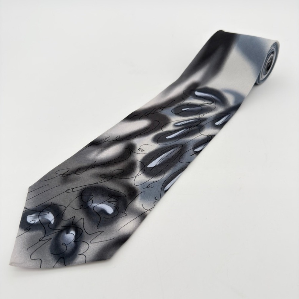 J Garcia Bouncy Trees Tie Mens Gray Silk Abstract 1996 Collection 14